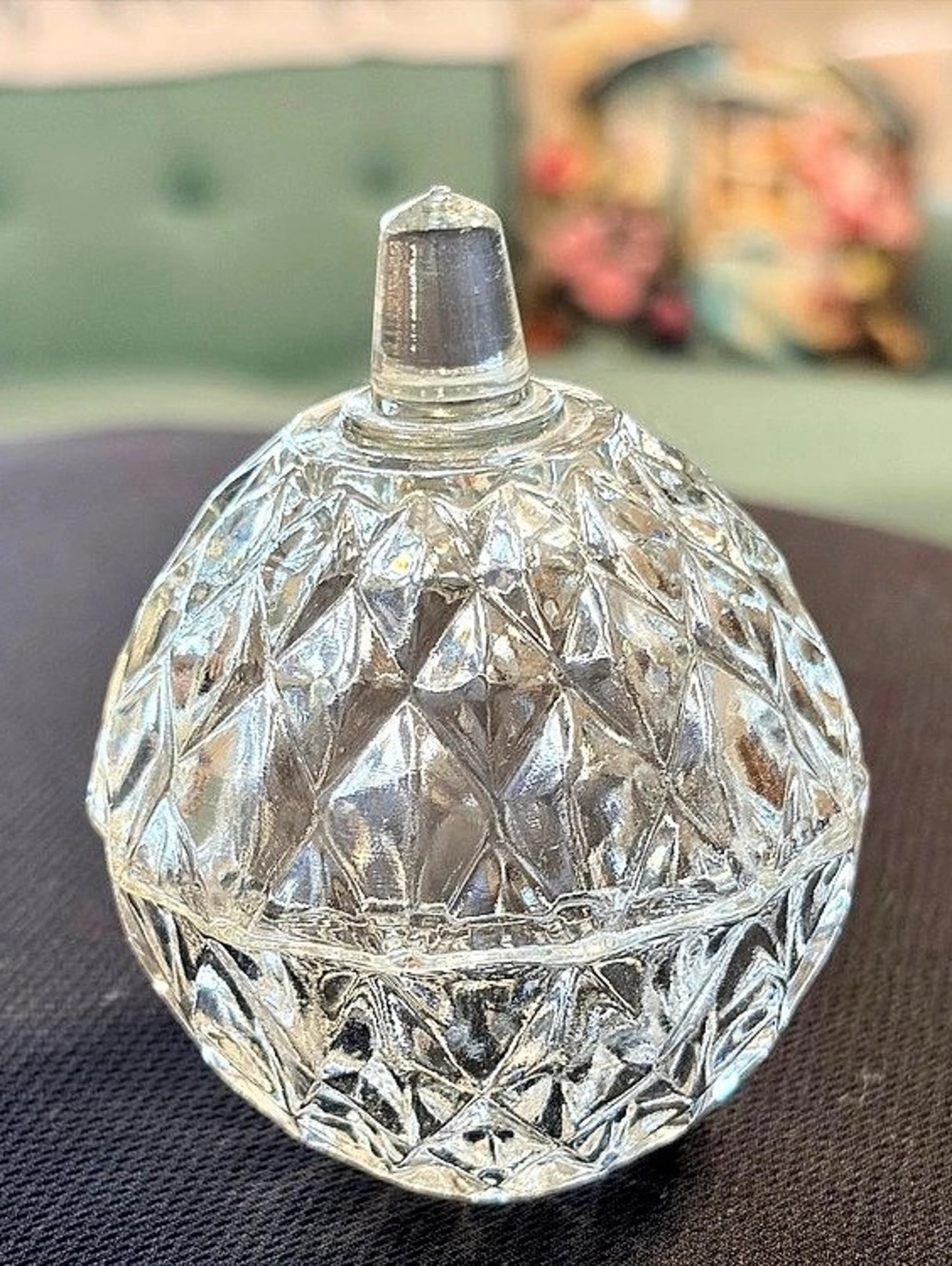 Clear Cut Glass Trinket Ball